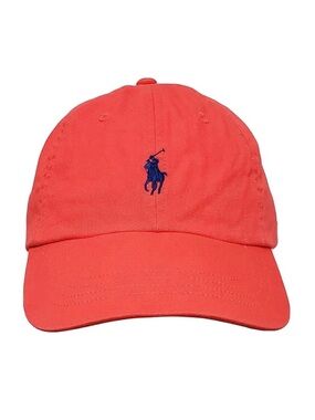Polo by Ralph Lauren Coral Cap with Blue Embroidery